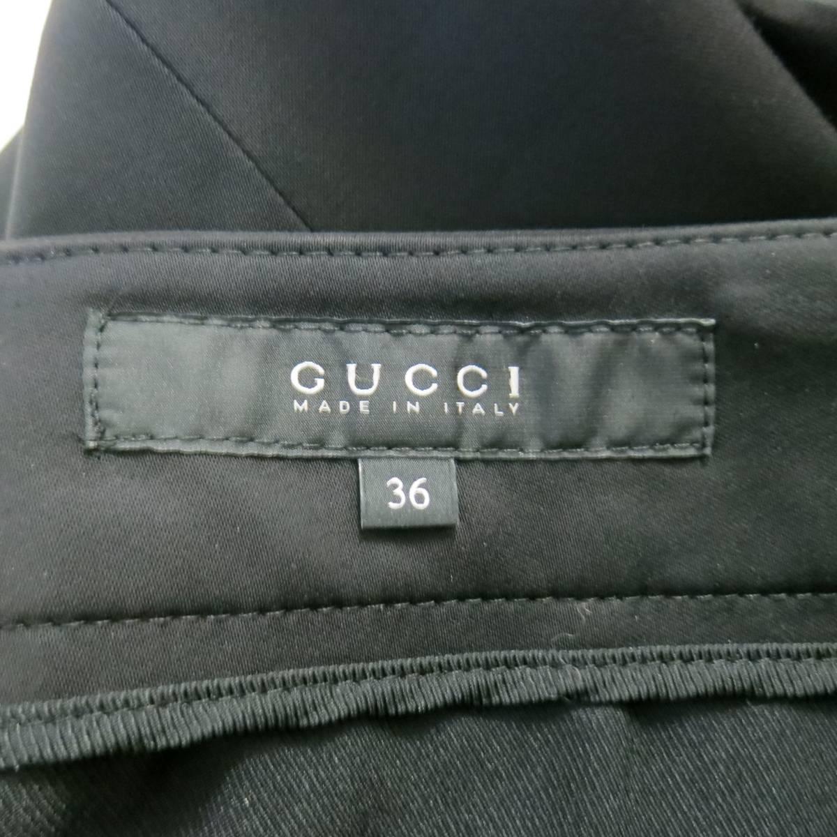 Gucci Black Viscose Blend Gabardine Cuffed Dress Pants 1