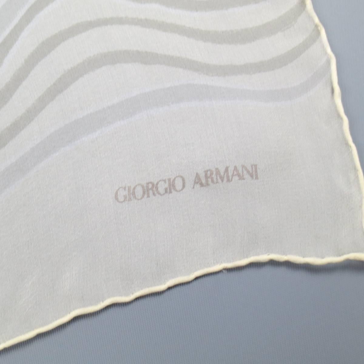 Women's GIORGIO ARMANI Light Beige Abstract Brocade Stripe Sheer Silk Chiffon Scarf