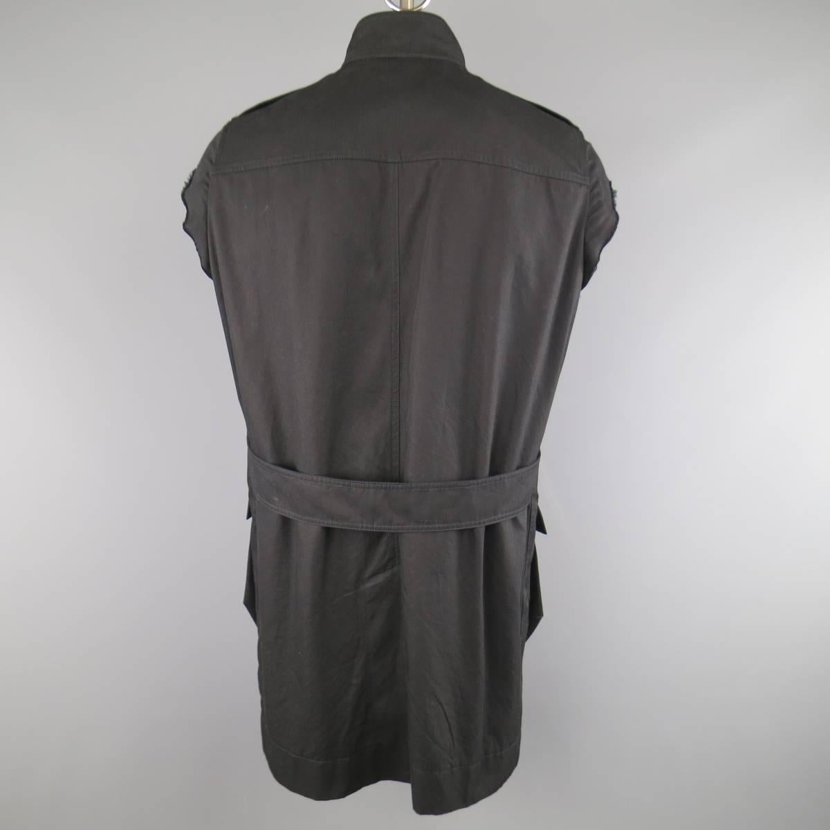 RICK OWENS CYCLOPS S/S 2016 42 Black Solid Cotton Military Pocket Vest 2