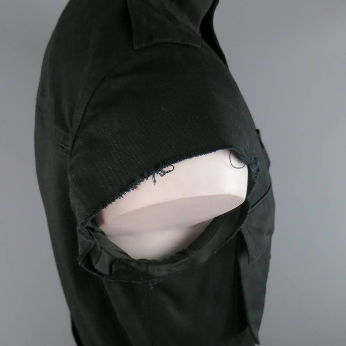 Men's RICK OWENS CYCLOPS S/S 2016 42 Black Solid Cotton Military Pocket Vest