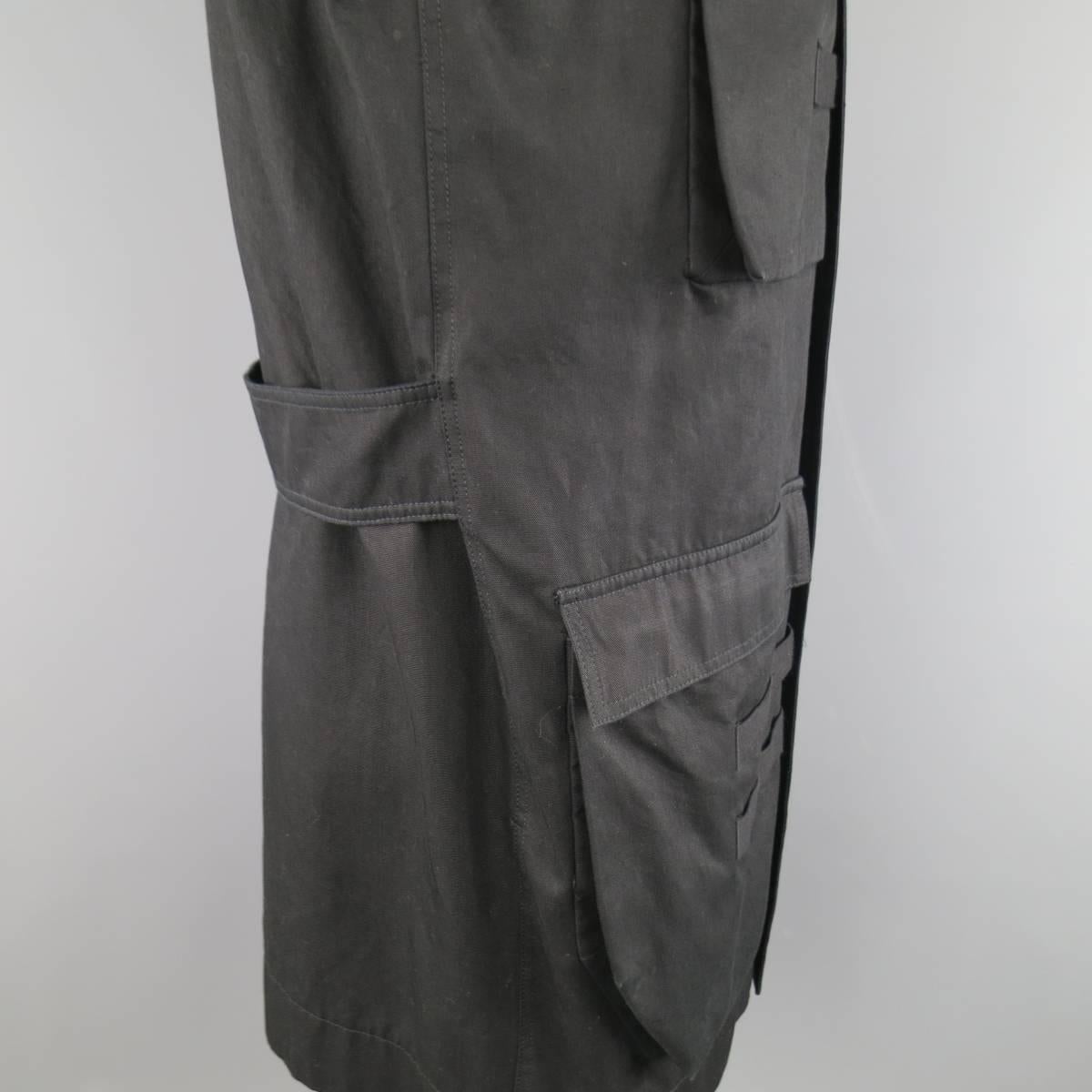 RICK OWENS CYCLOPS S/S 2016 42 Black Solid Cotton Military Pocket Vest 1