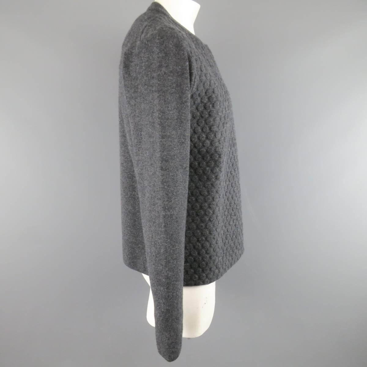 Men's JIL SANDER Sweater - Heather Gray Textured Wool / Cashmere Pullover 1