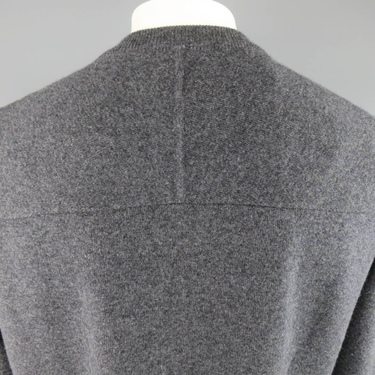 Men's JIL SANDER Sweater - Heather Gray Textured Wool / Cashmere Pullover 4