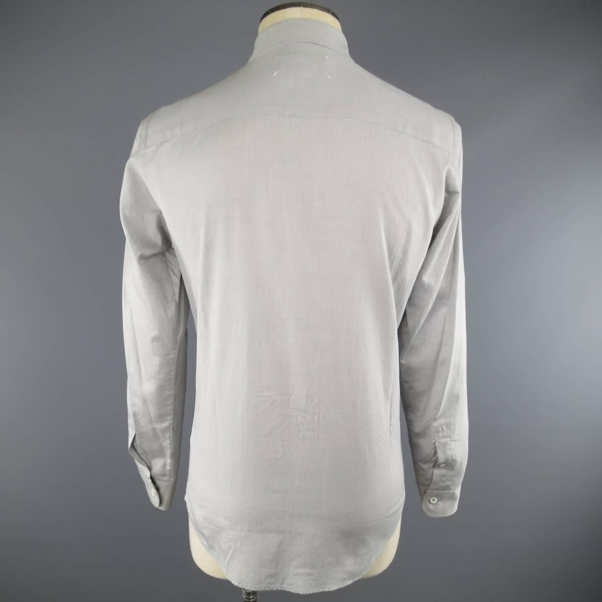 Men's MAISON MARTIN MARGIELA Small Light Gray Solid Cotton Long Sleeve Shirt (Grau)