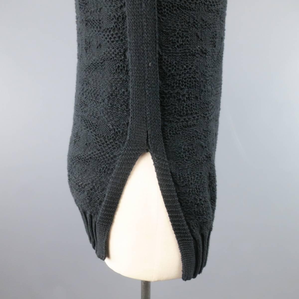 SILENT by DAMIR DOMA Size S Black Textured Cotton Knit Crewneck Slit Pullover 1