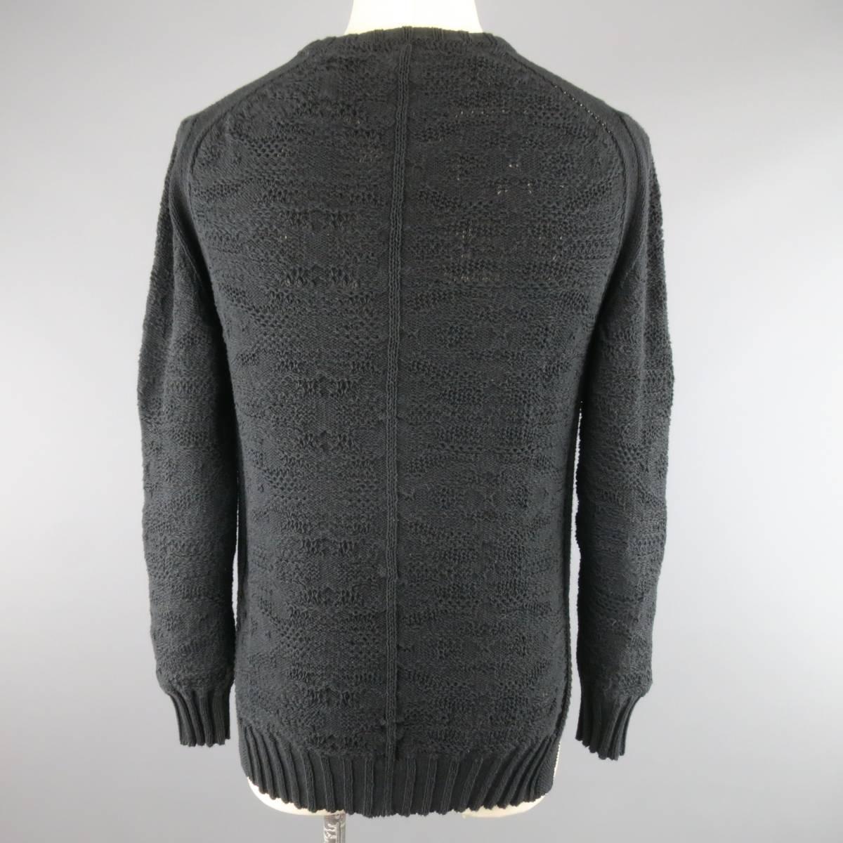 SILENT by DAMIR DOMA Size S Black Textured Cotton Knit Crewneck Slit Pullover 2