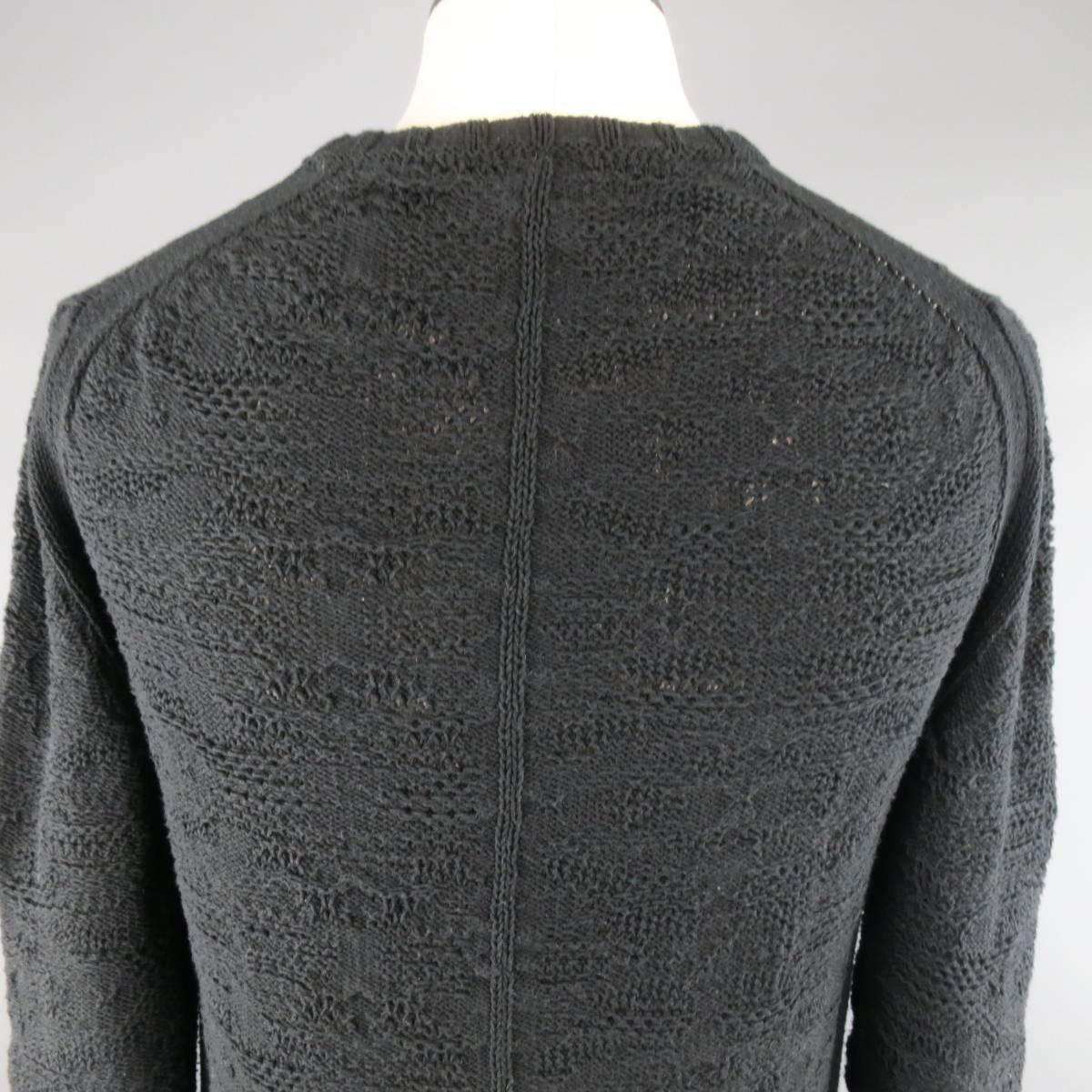 SILENT by DAMIR DOMA Size S Black Textured Cotton Knit Crewneck Slit Pullover 3