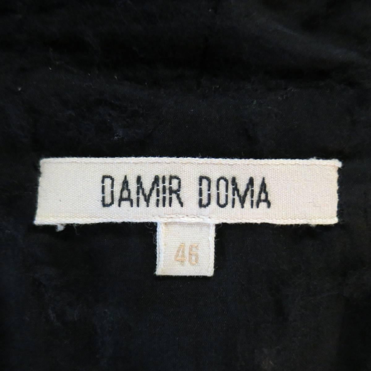 DAMIR DOMA 36 Black Pill Textured Sheer Silk / Wool Half Wrap Coat 4