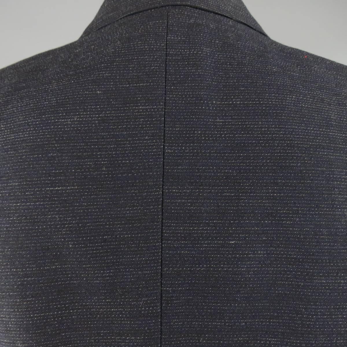 Men's MARNI Vest - 38 Navy Textured Wool Blend Notch Lapel Sport Coat 1