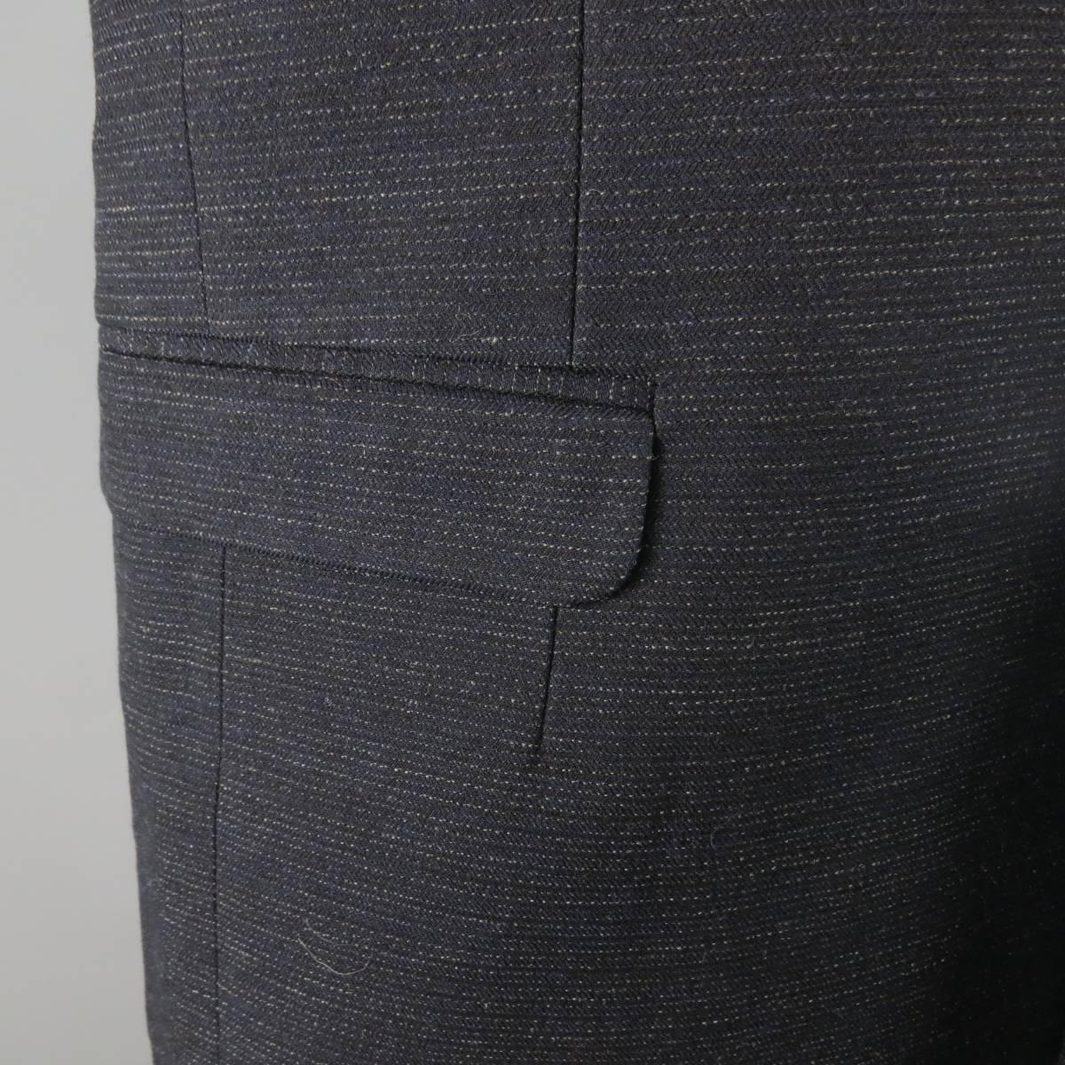 Black Men's MARNI Vest - 38 Navy Textured Wool Blend Notch Lapel Sport Coat