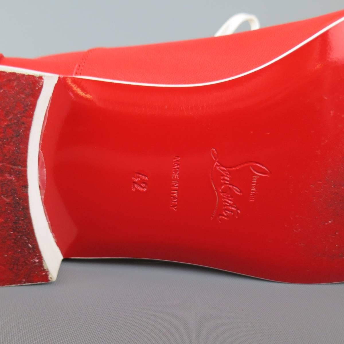 Men's CHRISTIAN LOUBOUTIN Size 9 Red & White Leather ALFRED FLAT Lace Up 4