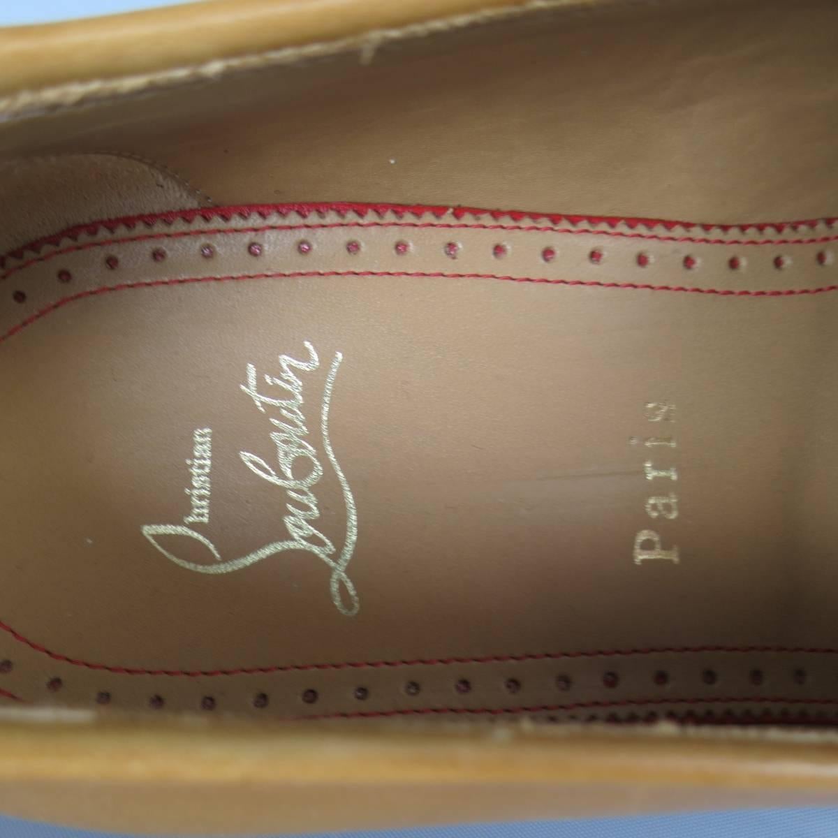 Men's CHRISTIAN LOUBOUTIN Size 9 Miele Tan Leather DANDELION FLAT Loafers In Excellent Condition In San Francisco, CA