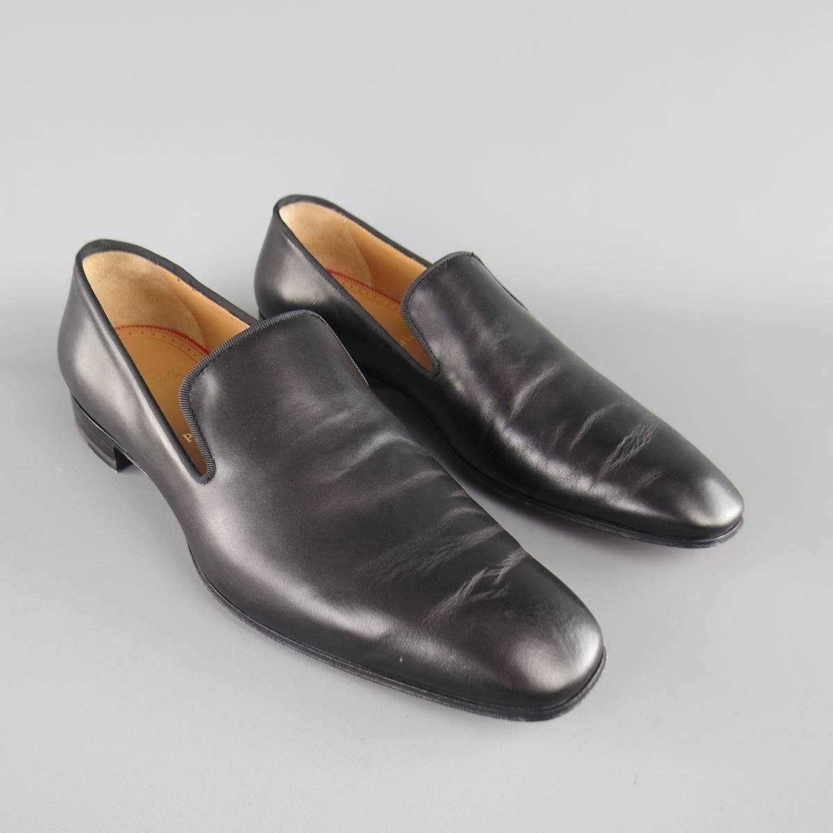 Men's CHRISTIAN LOUBOUTIN Size 9 Black Leather DANDELION FLAT Loafers In Excellent Condition In San Francisco, CA