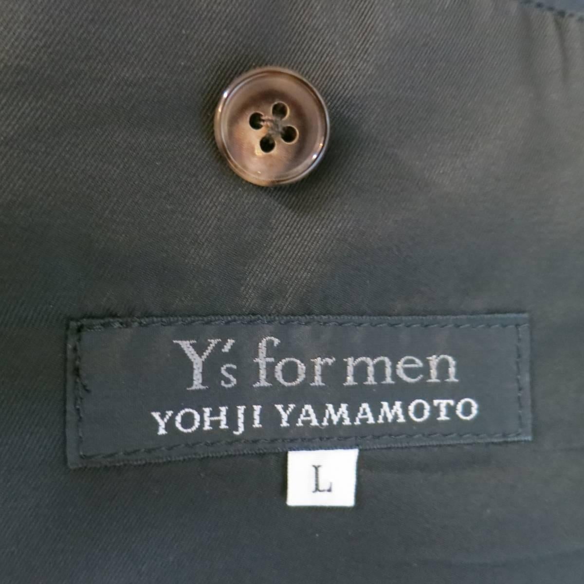 Men's Y's by YOHJI YAMAMOTO L Brown Cotton Nehru Band Collar Vest