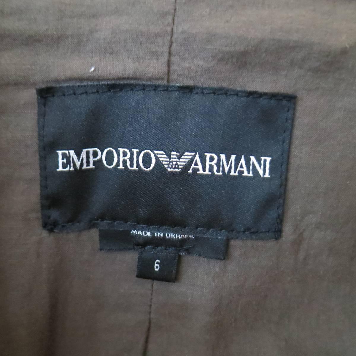 EMPORIO ARMANI Size 6 Taupe Distressed Leather Nehru Collar Snap Pocket Jacket 2