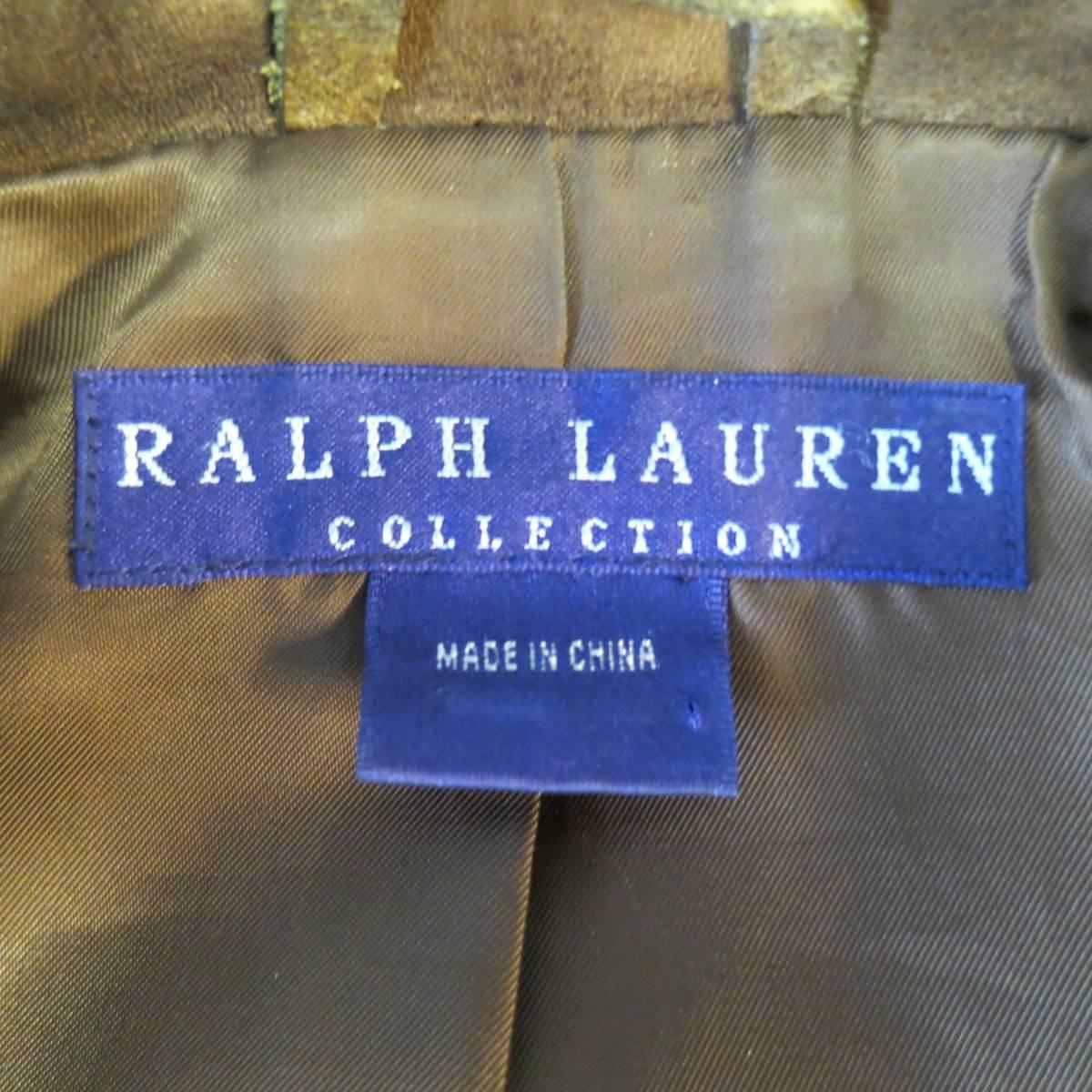 RALPH LAUREN Size M Tan Distressed Leather Biker Jacket In Good Condition In San Francisco, CA