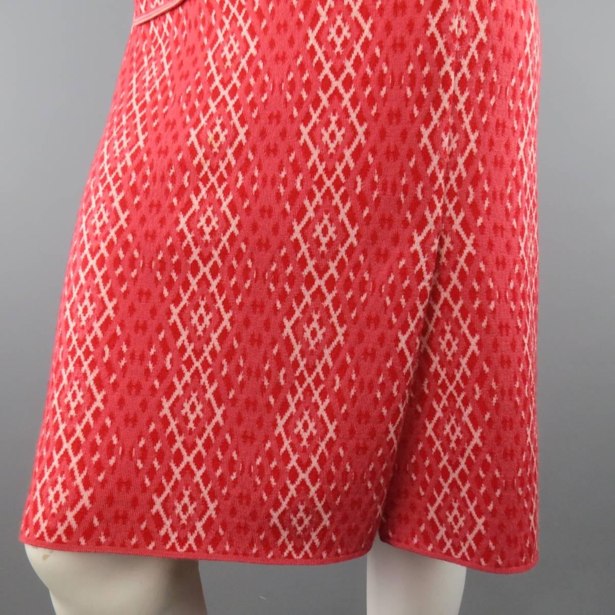 Women's CHANEL Size 8 Red & Pink Rhombus Cashmere Fall 2003 Skirt