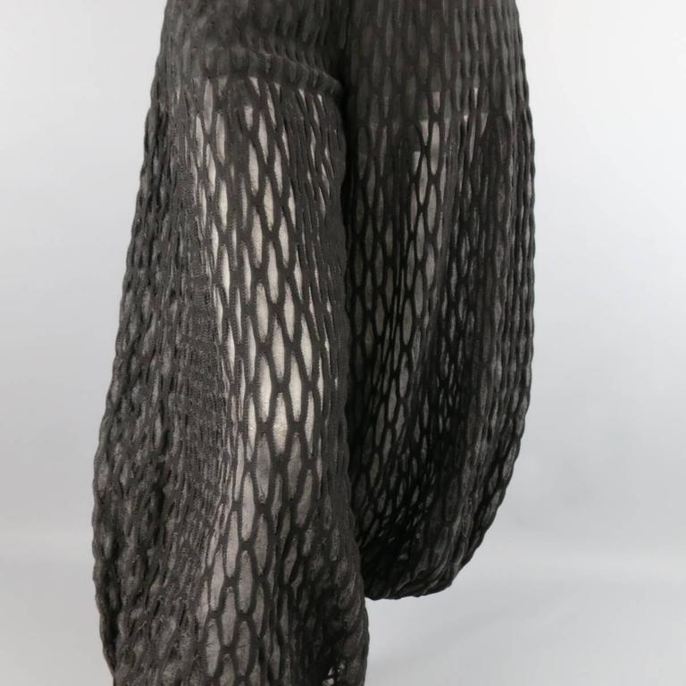 CHANEL Size 6 Black Sheer Net Pattern Knit Balloon Harem Style Dress ...