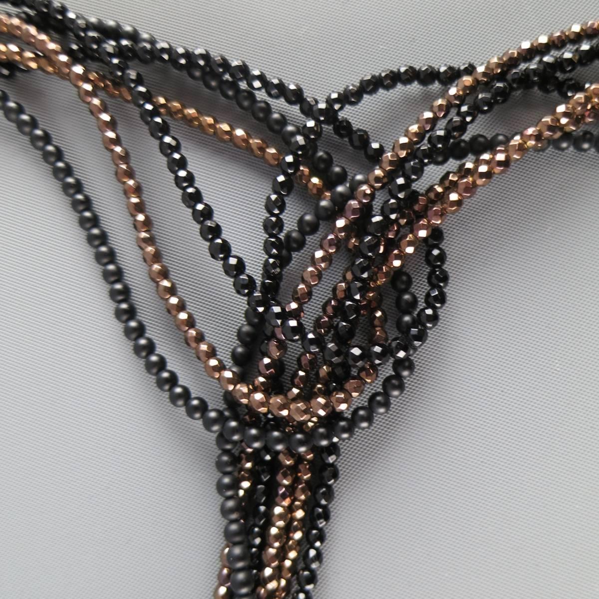 BRUNELLO CUCINELLI Black & Bronze Sterling Silver Beaded Loop Necklace 1