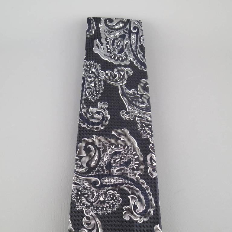 Vintage GIANNI VERSACE Black and White Paisley Silk Tie at 1stDibs ...