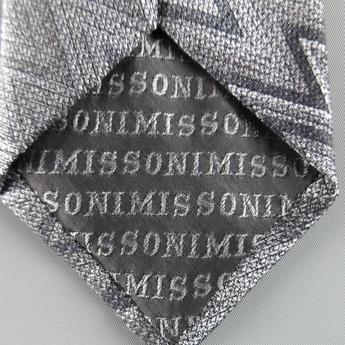 Men's MISSONI Tie - Gray Chevron Zig Zag Silk Tie