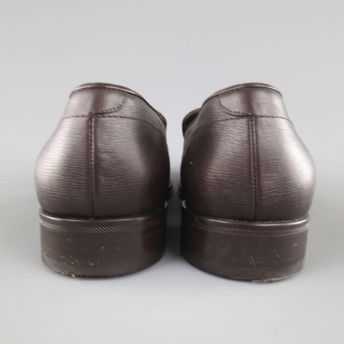 Herren GIORGIO ARMANI Schuhe - Größe 9,5 Braune Loafers aus Leder mit geteilter Schürze 1