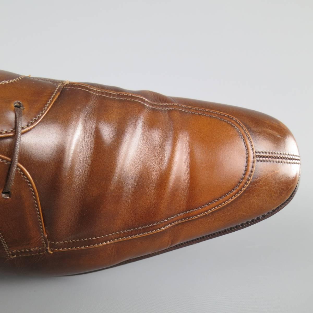 Men's SALVATORE FERRAGAMO Size 11 Light Brown Leather Split Toe Lace Up 1