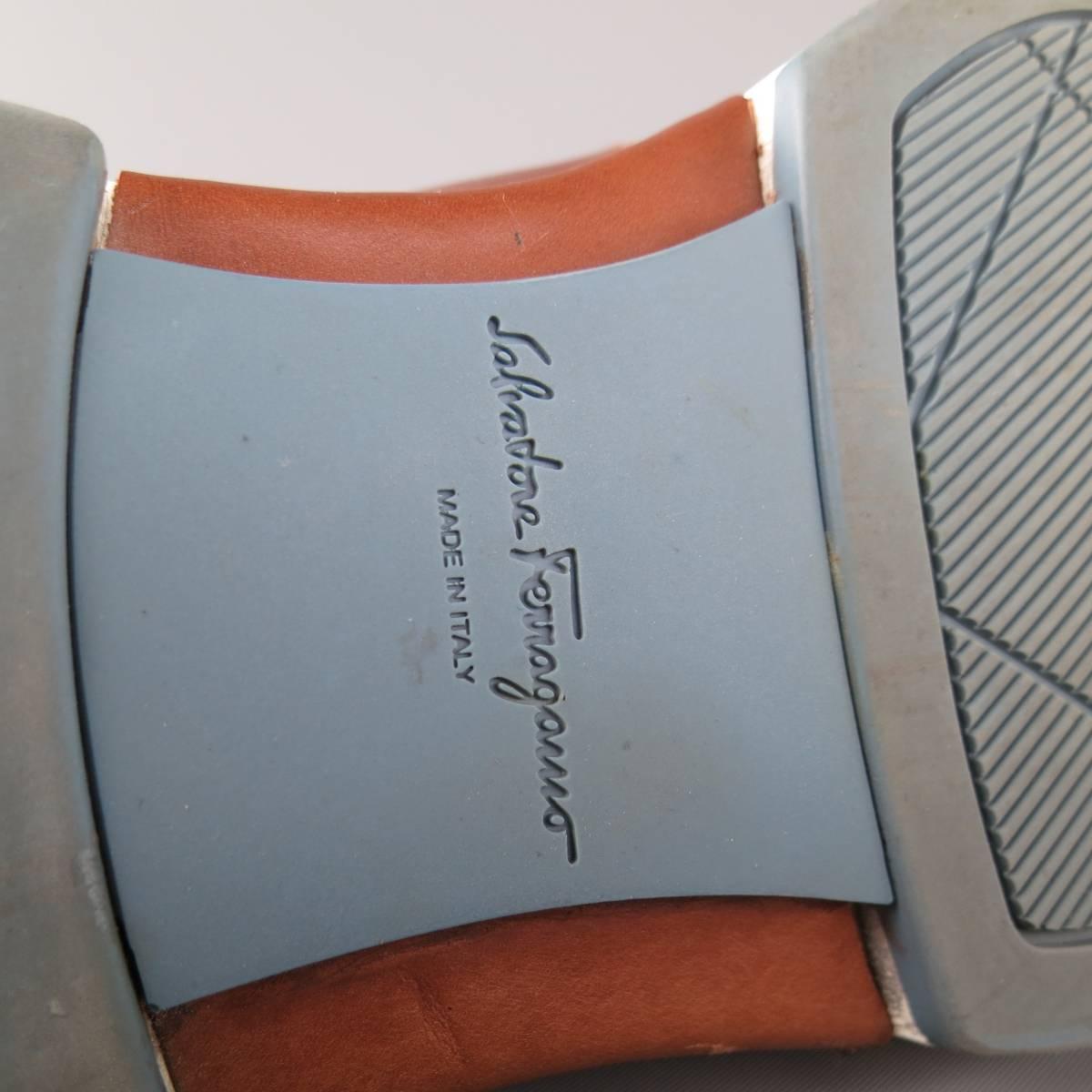 Men's SALVATORE FERRAGAMO Size 11 Tan Solid Leather Wingtip Rubber Sole Lace Up 5