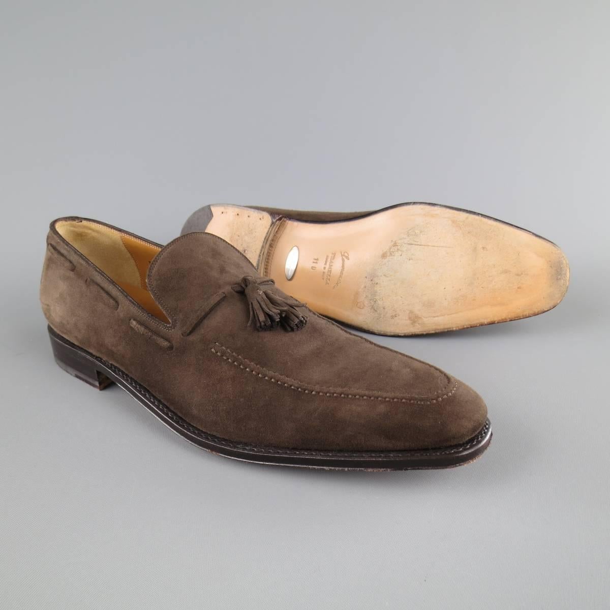 Brown Men's SALVATORE FERRAGAMO Size 11 Taupe Suede Tassel Loafers