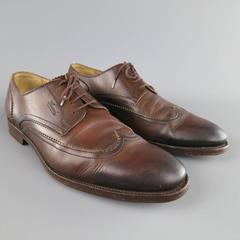 Men's GUCCI Size 11 Brown Distressed Look Leather Wingtip Lace Up