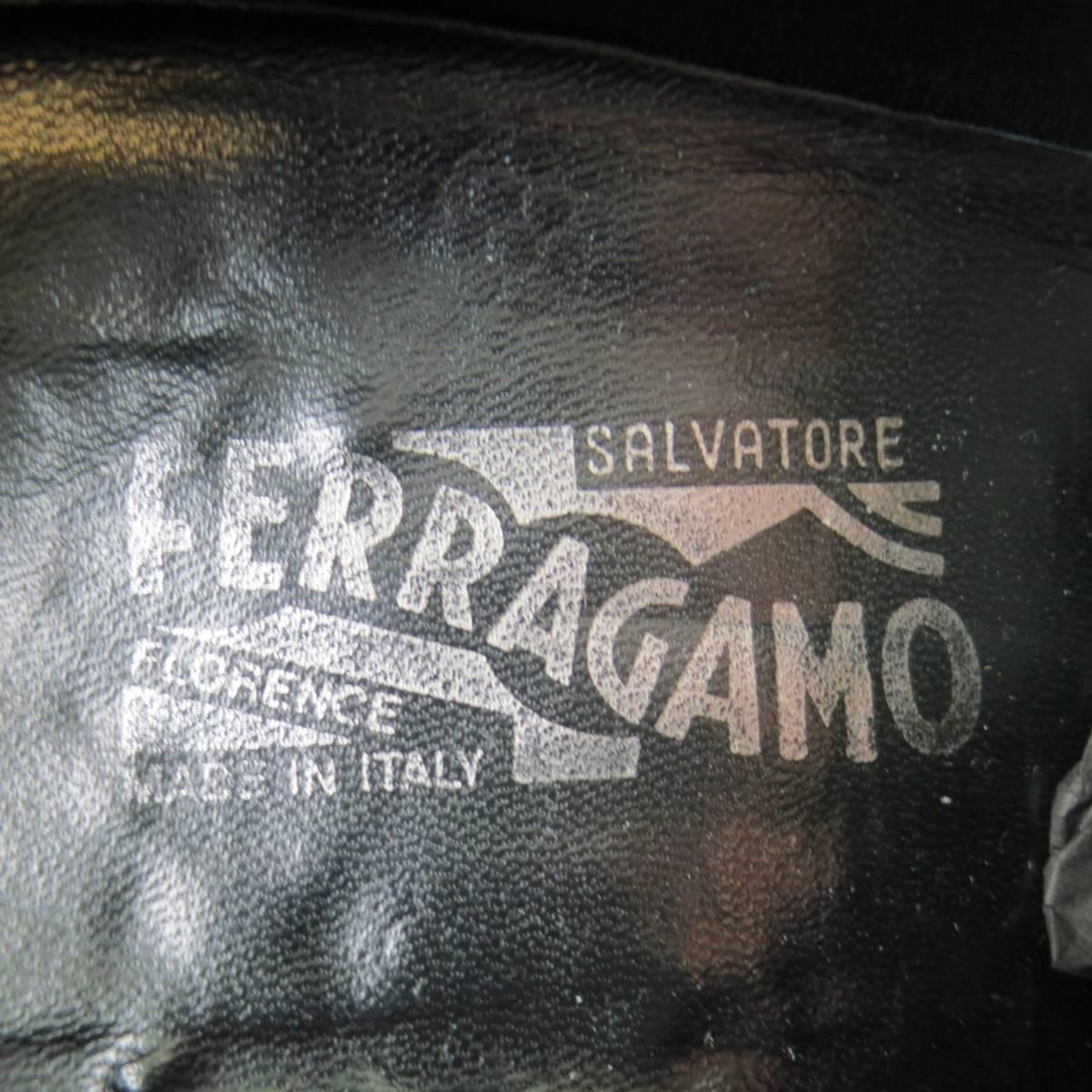 Men's SALVATORE FERRAGAMO Size 11 Black Leather Cap Toe Lace Up 3