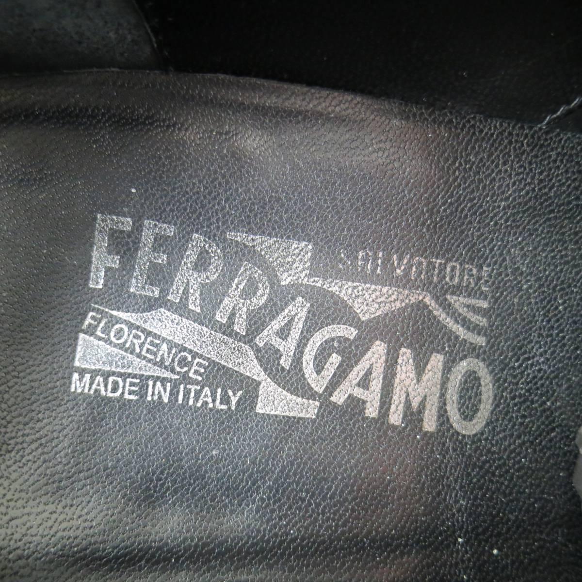 's SALVATORE FERRAGAMO Size 11 Black Leather Wingtip Cap Toe Lace Up 4