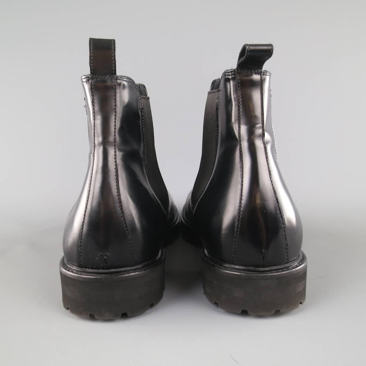 Men's THEORY Ankle Boots - US 12 Schwarz Solide Leder Schuhe Herren