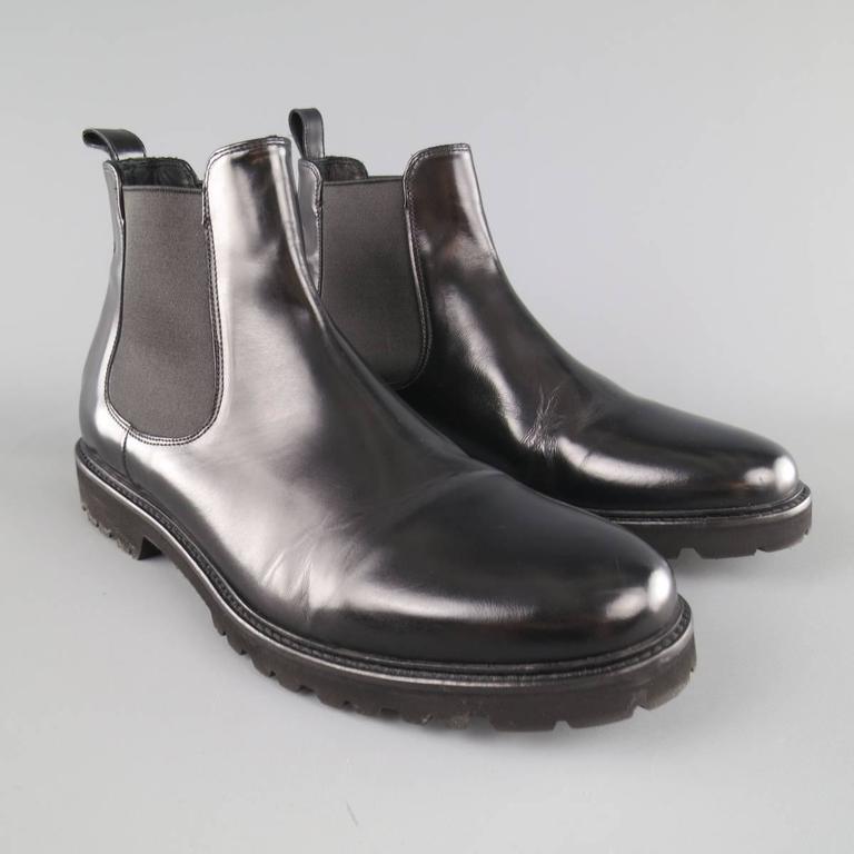Men's THEORY Ankle Boots - US 12 Black Solid Leather Shoes at 1stDibs ...