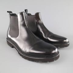 Men's THEORY Ankle Boots - US 12 Black Solid Leather Shoes