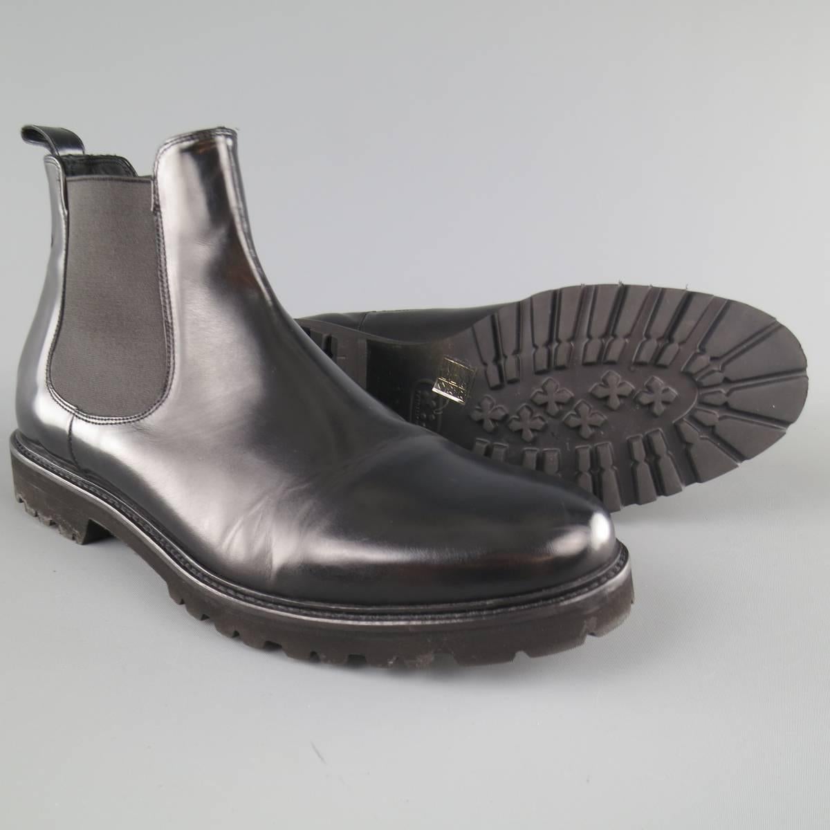 Men's THEORY Ankle Boots - US 12 Schwarz Solide Leder Schuhe im Zustand „Gut“ in San Francisco, CA