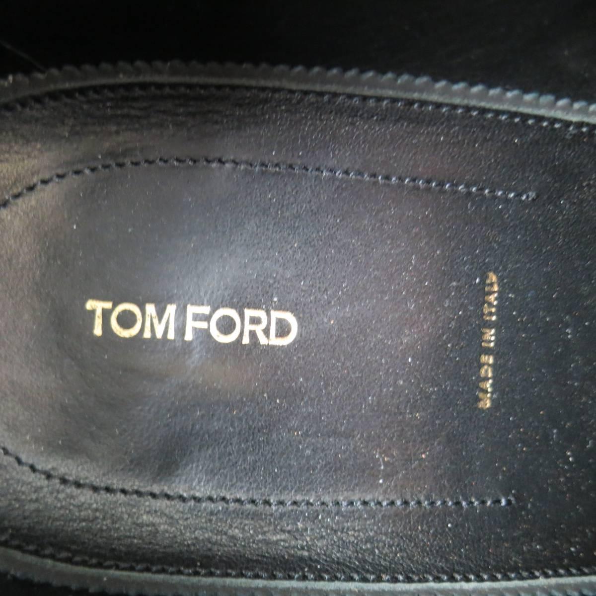 Men's TOM FORD Size 11 Black Perforated Toe Leather Monk Strap Loafers 6