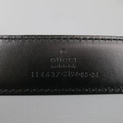 GUCCI Size 34 Black Leather Silver Bamboo G Buckle Belt