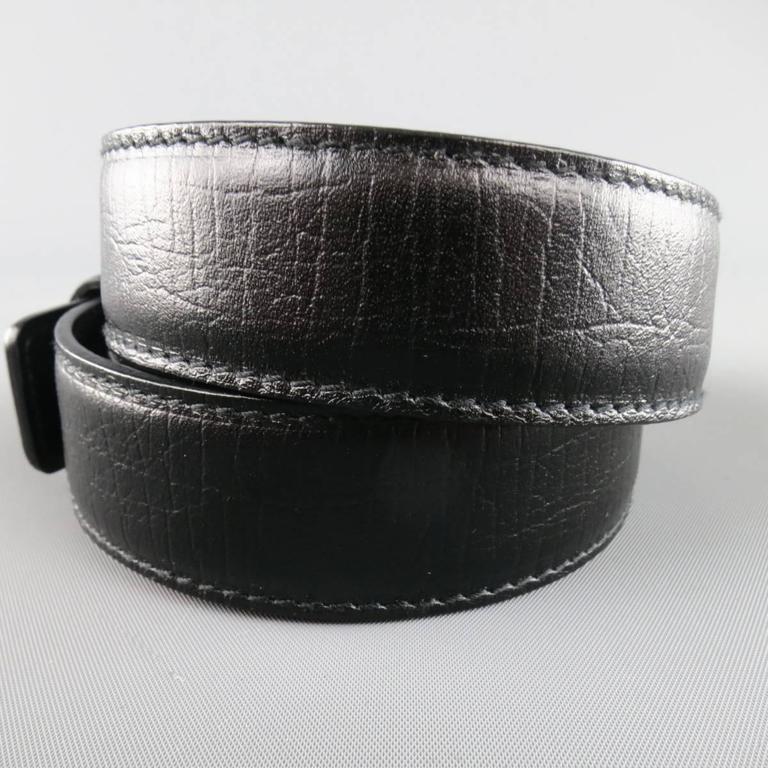 GUCCI Size 34 Black Leather Silver Bamboo G Buckle Belt at 1stdibs