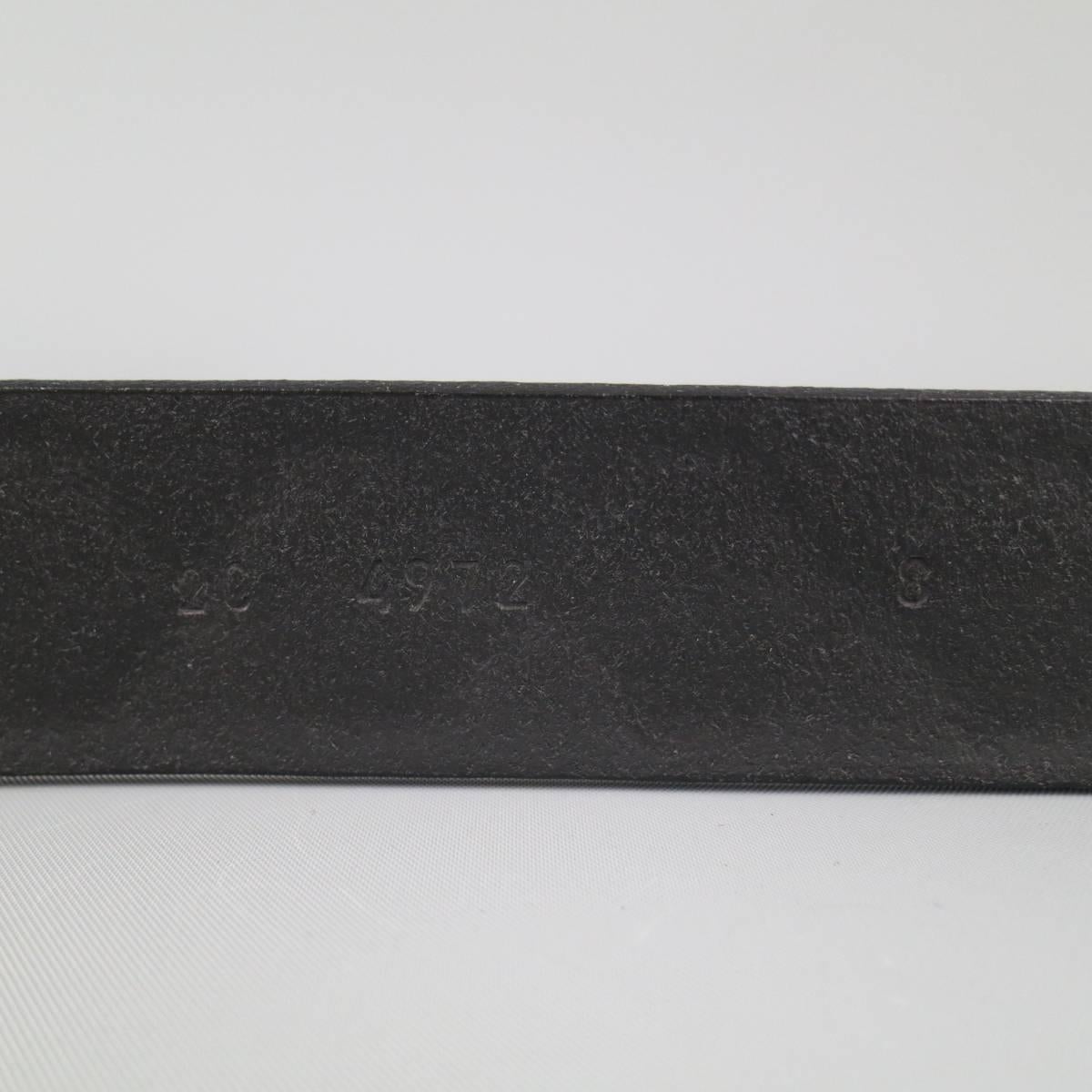 Gray PRADA Size 42 Black Woven Leather Silver Oval Logo Buckle Belt