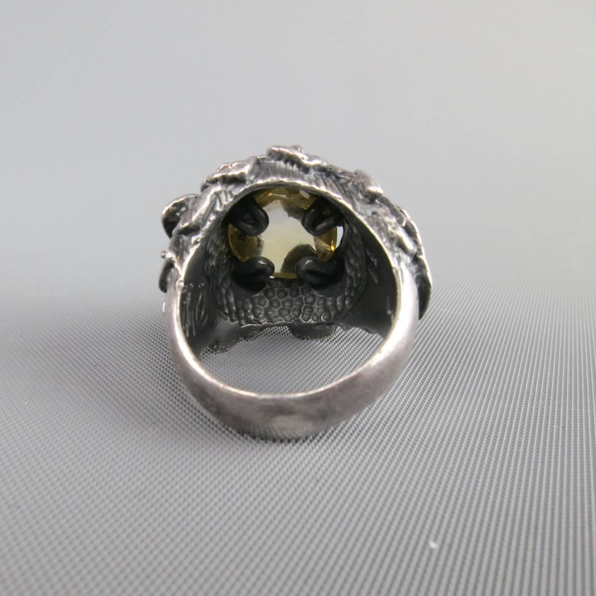 Women's UGO CACCIATORI Size 8 Yellow Gem & Sterling Silver Foliage Ring