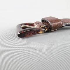 PRADA Size S Brown Tortoise Shell & Leather Chain Link Waist Belt