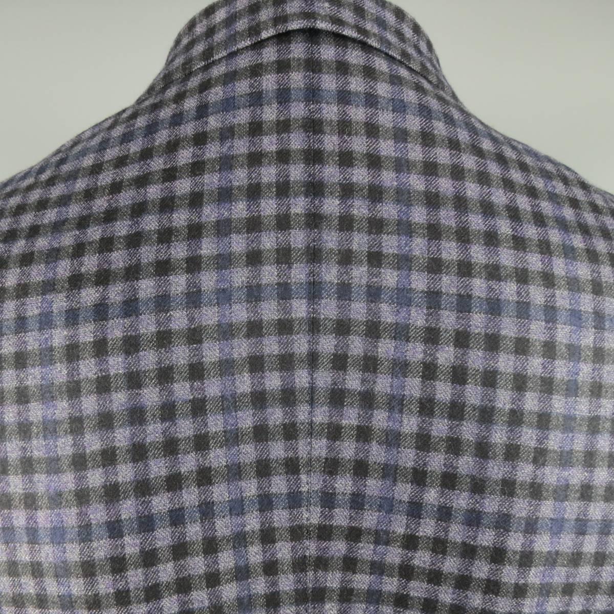 TOM FORD Sport Coat 48R Purple Check Plaid Wool Jacket / Blazer In Excellent Condition In San Francisco, CA