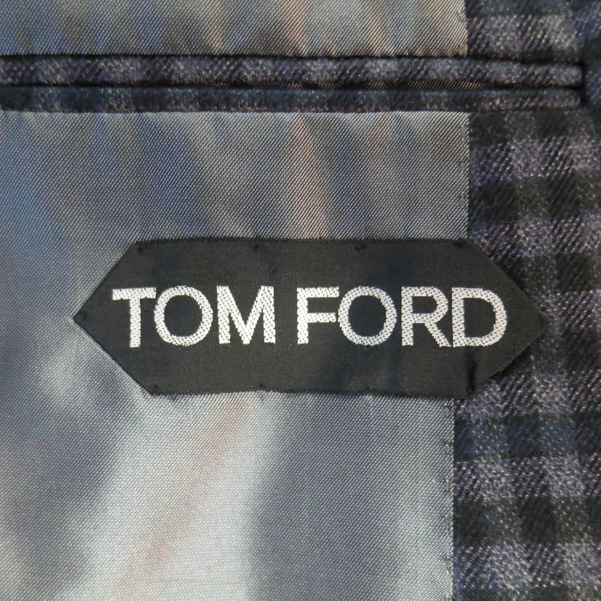 Men's TOM FORD Sport Coat 48R Purple Check Plaid Wool Jacket / Blazer