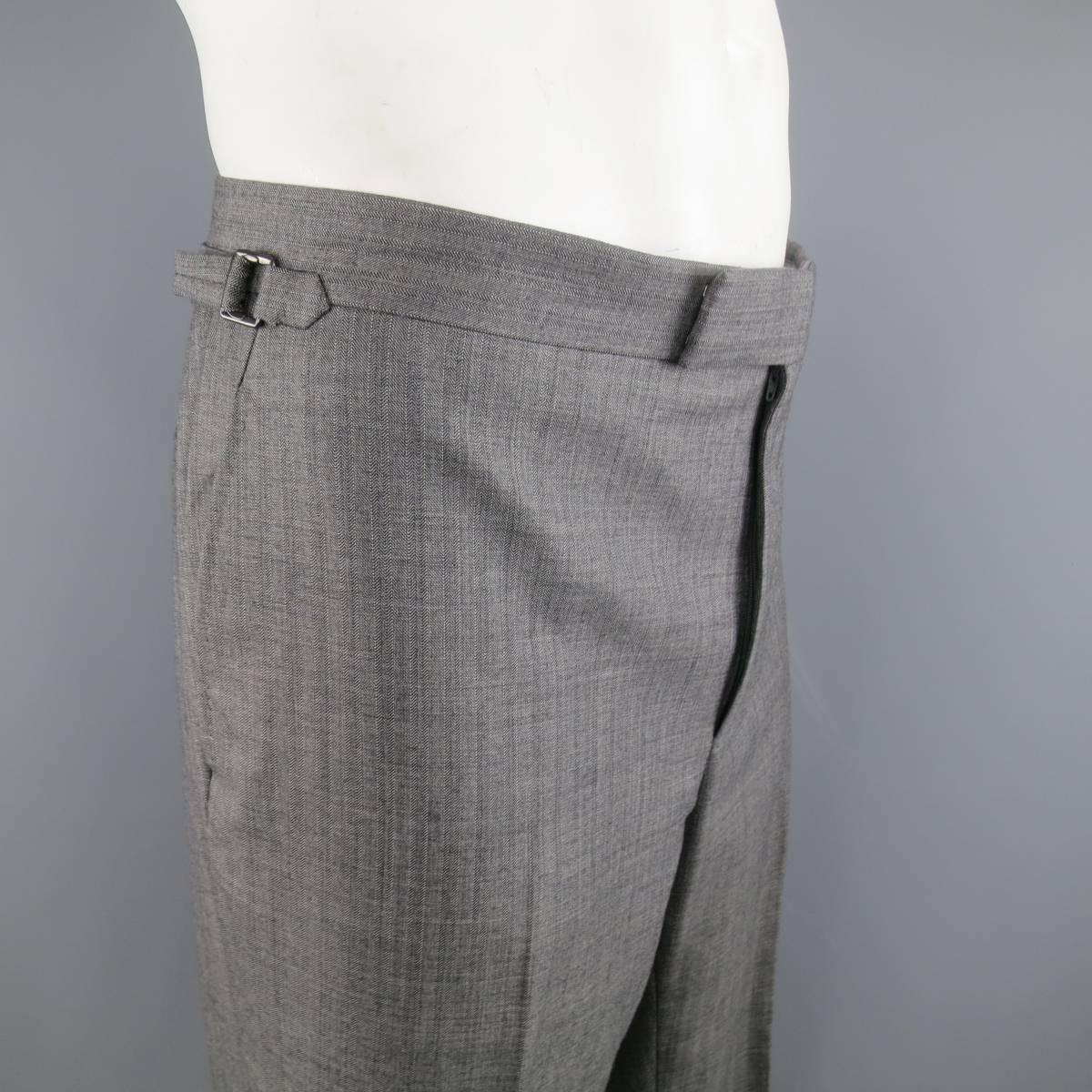 Gray Tom Ford Men's Grey Herringbone Wool 2 Button Suit  