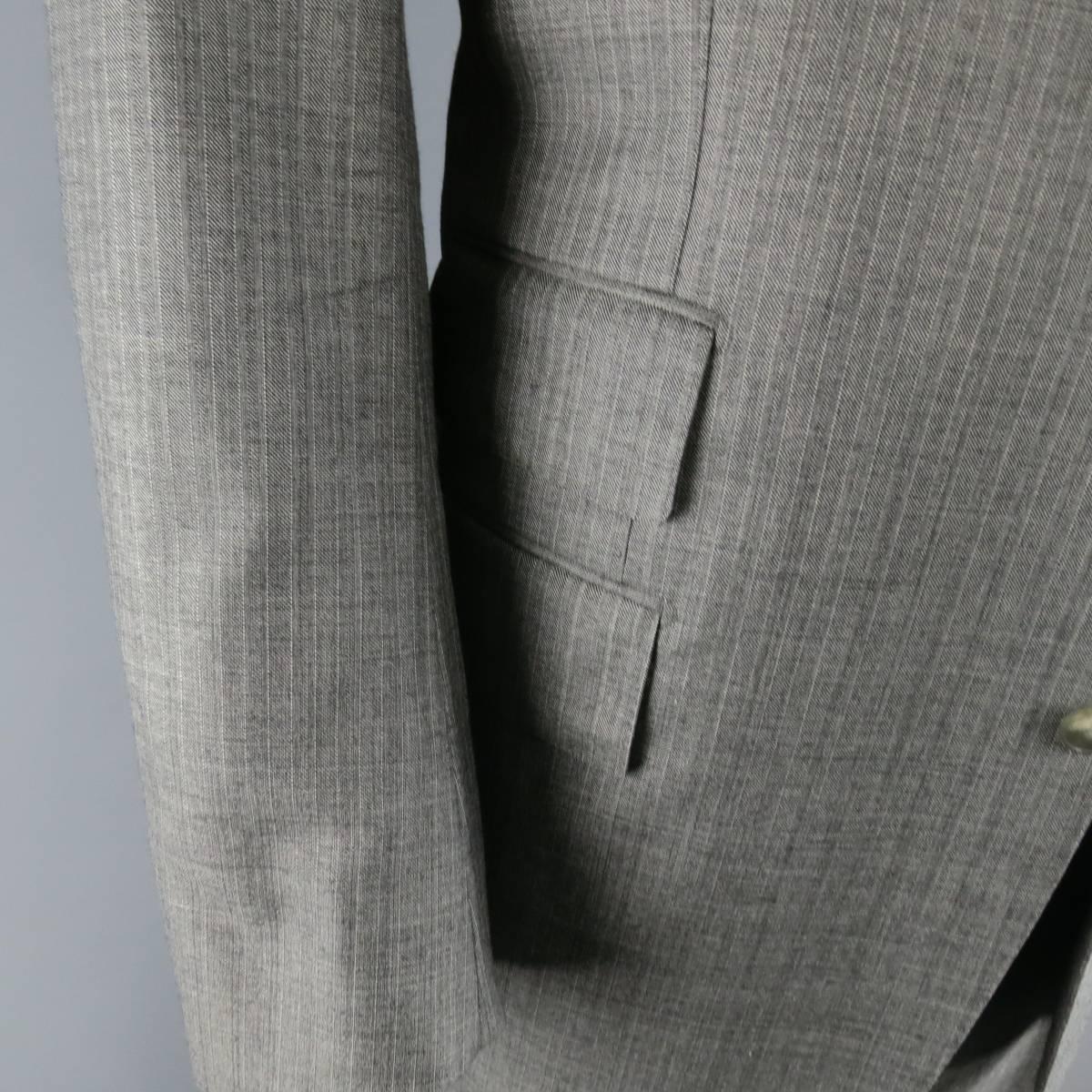 Tom Ford Men's Grey Herringbone Wool 2 Button Suit   1