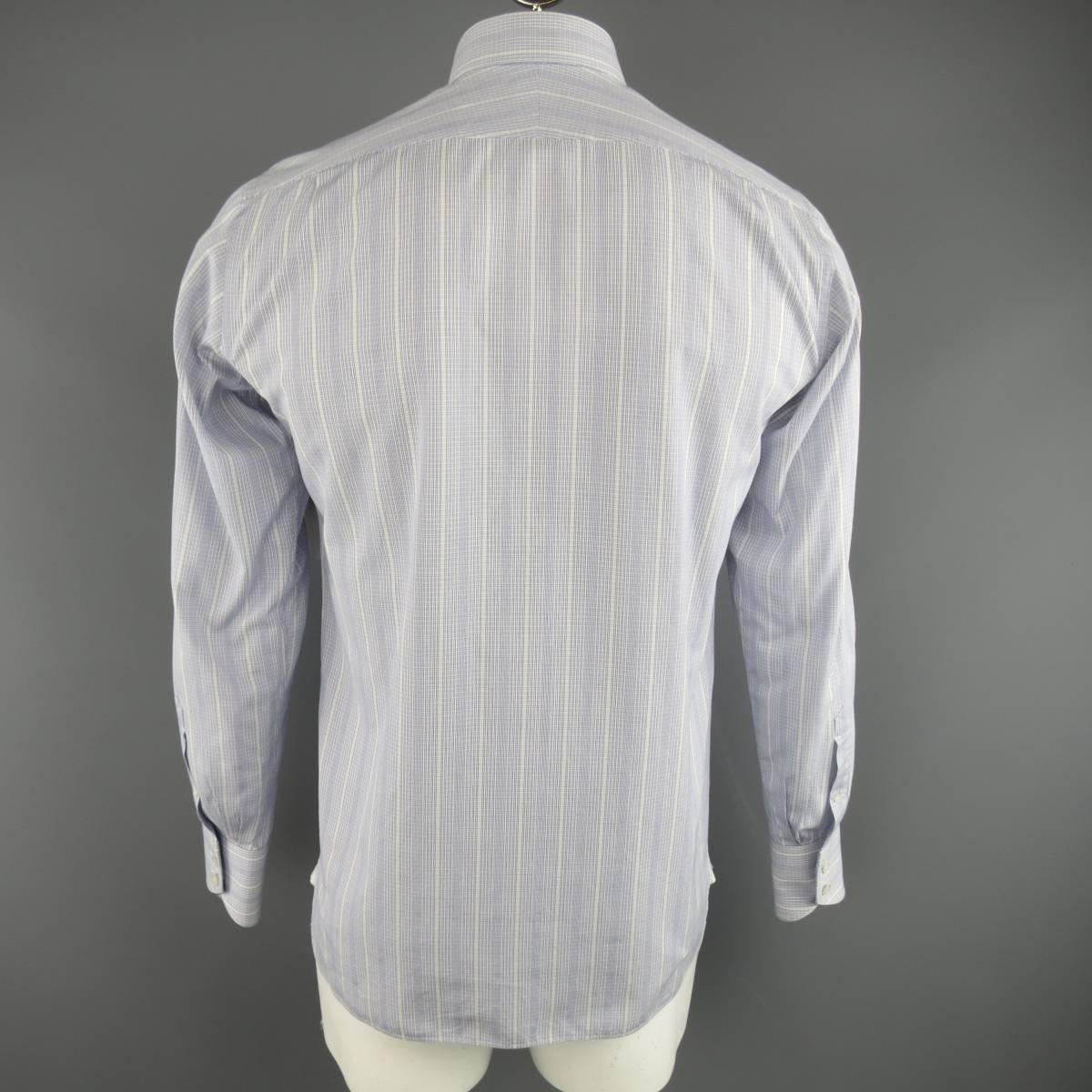 Men's TOM FORD Size M Blue & White Solid Cotton Long Sleeve Shirt