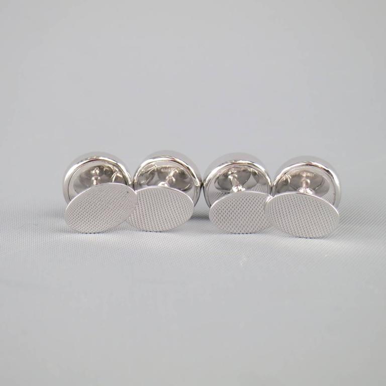 TIFFANY and CO. Black and Sterling Silver Circular Tuxedo Shirt Stud