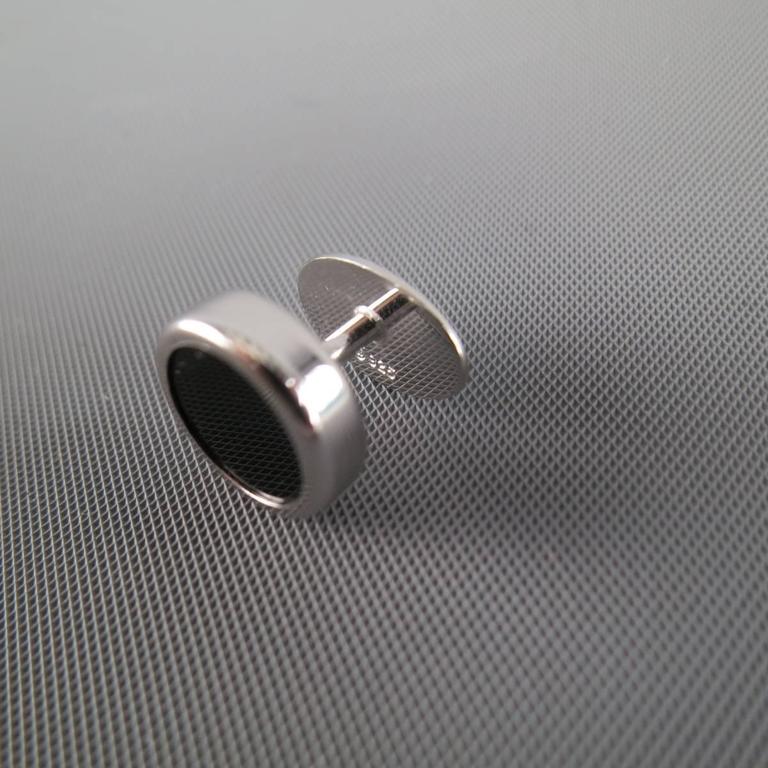 TIFFANY and CO. Black and Sterling Silver Circular Tuxedo Shirt Stud