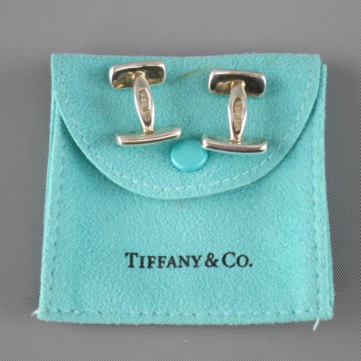 Men's Vintage 1997 TIFFANY & CO. Sterling Silver 1887 Engraved Bar Cuff Links